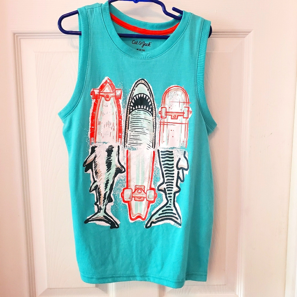 NWOT cat and Jack shark short sleeve pajama top